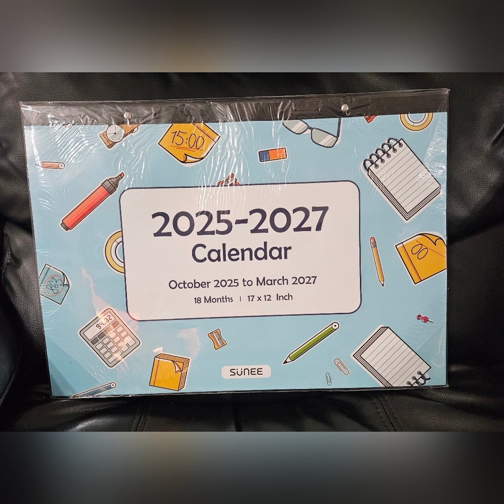 Desk Calendar 2025-2027 18  month seasonal 17 x 12